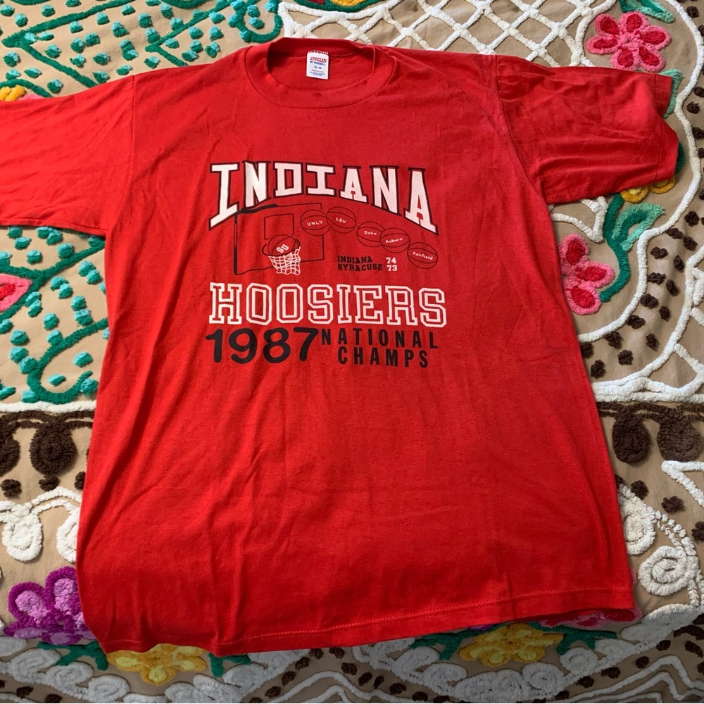 VTG 1987 Indiana Hoosiers National Champs Jerzees T-Shirt size xl USA made